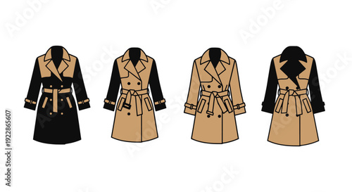 Trench Coat Line art minimal abstract color illustration