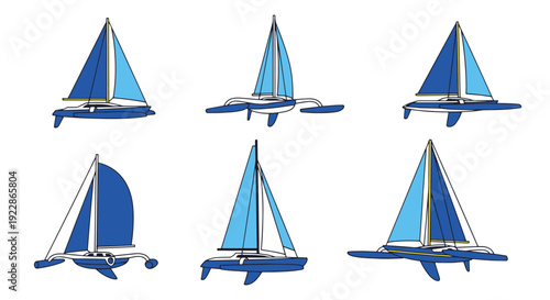 Tableau sur toile Trimaran Line art clean fresh color illustration