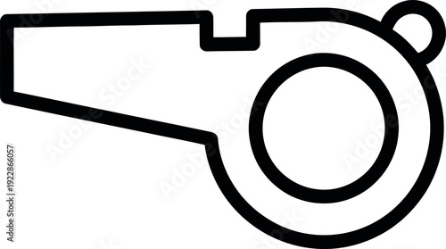 Black outline of a sports whistle with a loop on a white background referee coach game