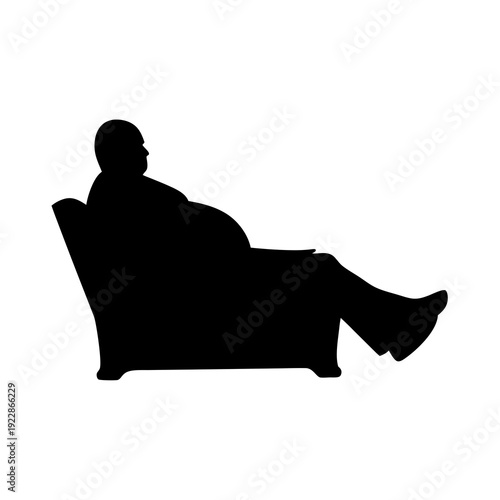 Silhouette of overweight man resting in an armchair with his feet up