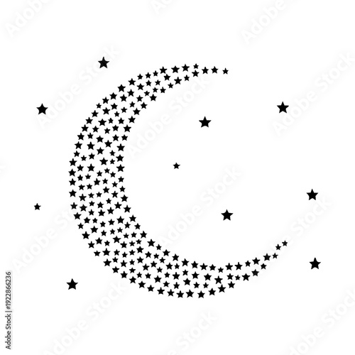Crescent moon made of stars