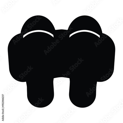Abstract representation of Binoculars, Black Silhouette on white background, optics device