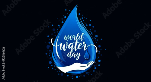 Celebrate world water day with a beautiful illustration of a hand cradling a water droplet, promoting conservation and awareness