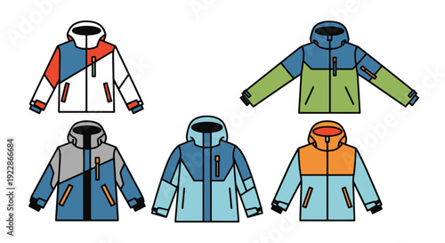 Konstfotografi Ski Jacket Line art modern color style illustration