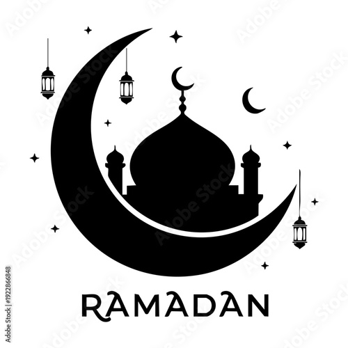 mosque with crescent moon