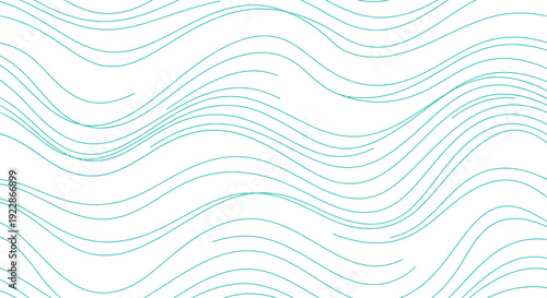 Abstract turquoise wavy lines creating a flowing pattern on a gray and white checkered transparent background