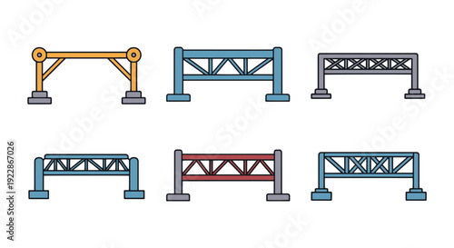 Truss Framework Line soft tone color vector