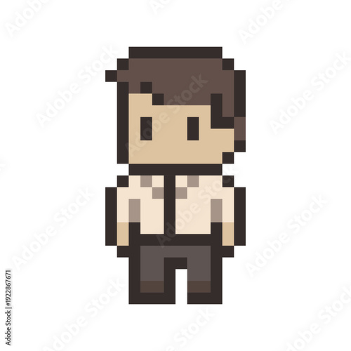 Pixel Art Office Worker Character — Retro Business Man Game Sprite