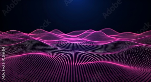 Vibrant pink digital wave pattern against a dark background