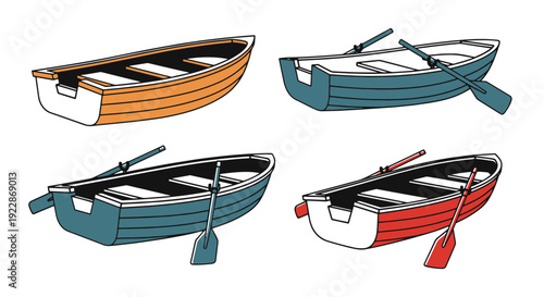 Rowboat Line art soft tone color illustration