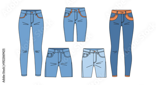 Skinny Jeans Line colorful shape vector illustration