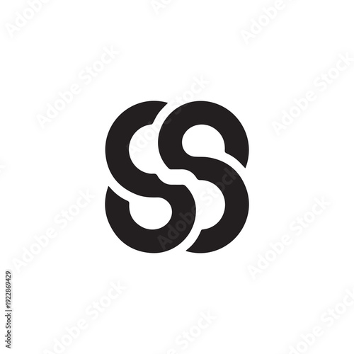 Minimalistic black and white intertwined s symbol on a clean background