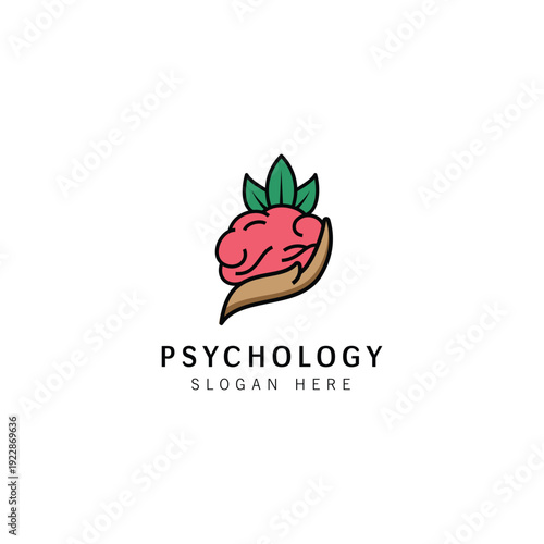 Hand drawn line art style logo design for brain care. psychology logo concept great for use brand