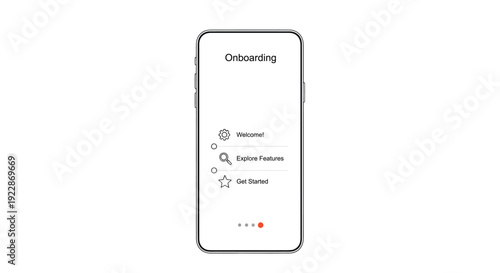 Minimalist Mobile App Onboarding Screen Wireframe with Setup Steps on White Background