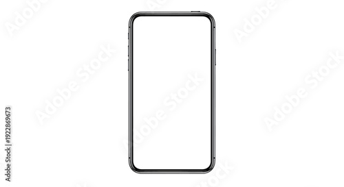 Blank White Screen Smartphone Mockup Isolated on White Background for App Presentation