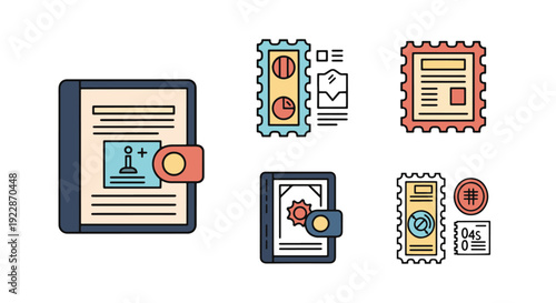 Stamp Album Line art colorful digital color vector