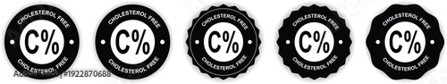 Cholesterol Free Food Label Badge Set C% Nutrition Information Stamp for Healthy Product Packaging