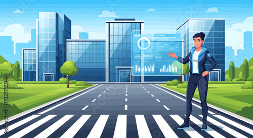 Young man in a suit jacket and jeans standing on a crosswalk.