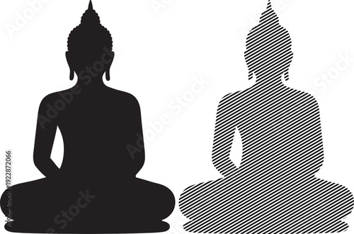 Buddha Silhouette Vector Illustration white background