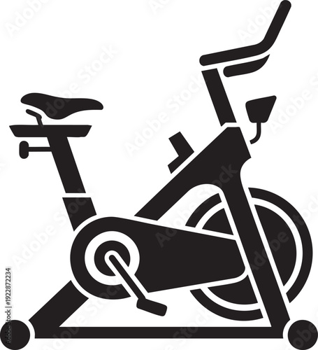 Exercise Bike Silhouette on White Background