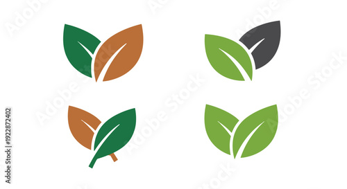 Two leaves Line art abstract bold color illustration