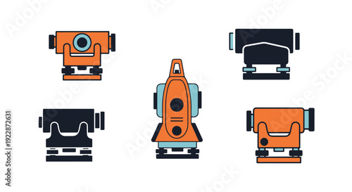 Theodolite Line art modern bright color illustration