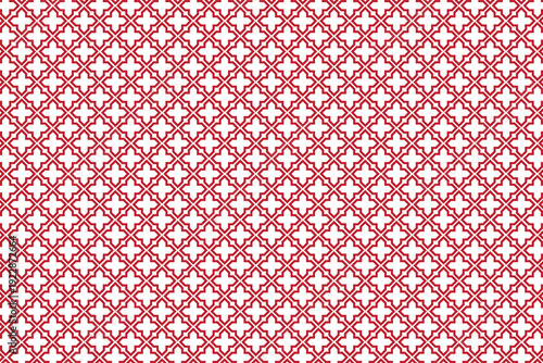 Red repeating geometric quatrefoil lattice Seamless pattern vector design on white background