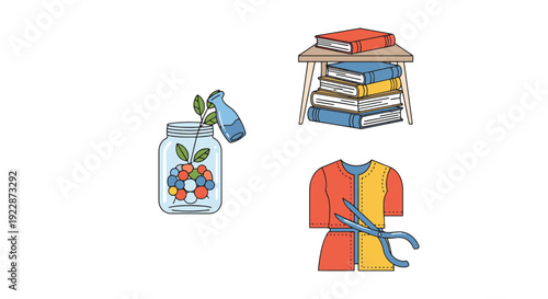 Upcycling Line art dynamic smooth color illustration