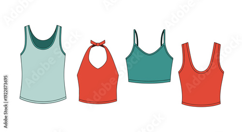 Sleeveless Top Line clean vibrant tone illustration