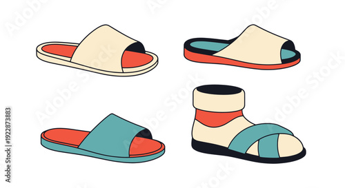 Slippers Line art dynamic modern abstract illustration