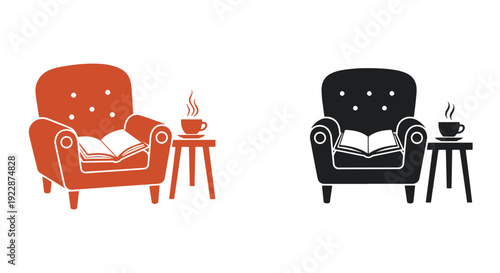 Reading Coffee soft minimal tone illustration