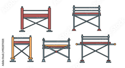 Scaffolding Line art colorful design illustration