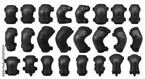 Set of 27 black protective pads for sports vector