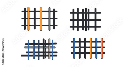 Rebar Mesh Line art flat abstract color vector