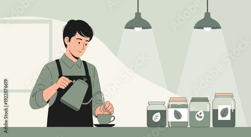 Barista pouring coffee into a cup with precision and care.