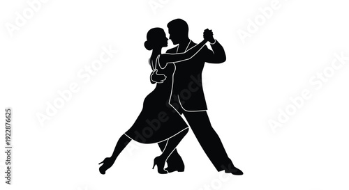 Silhouetted couple embracing in an intimate ballroom dance pose