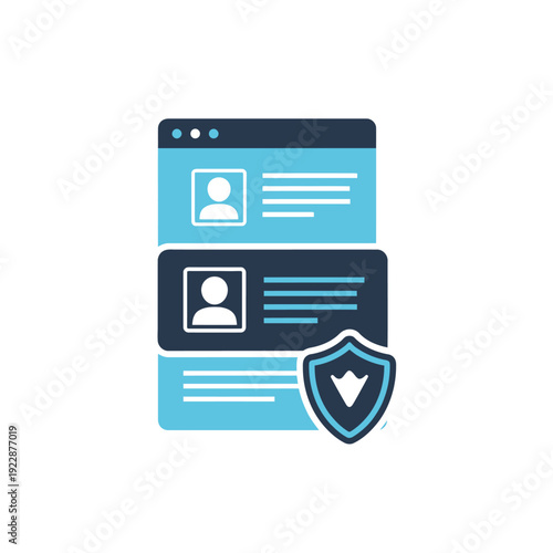 Digital security illustration featuring mobile phones and a shield icon