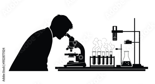 Scientist intently examining samples with a microscope in a laboratory