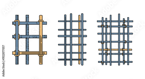 Rebar Mesh Line art minimal elegant color illustration