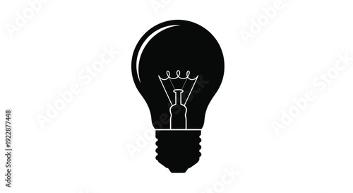 Simple black silhouette of a traditional incandescent light bulb design