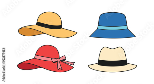 Sun Hat Line art creative abstract style vector