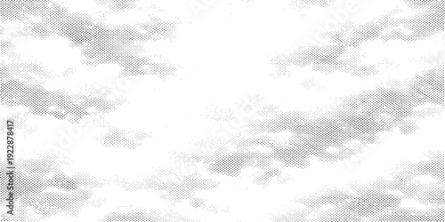 Abstract black and white grunge background featuring fluffy white clouds in a bright blue summer sky with a beautiful light cloudscape