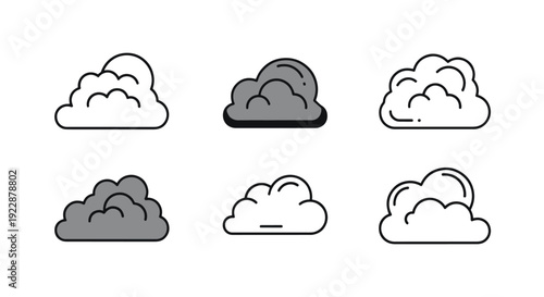 Smog Cloud Line art soft tone color illustration