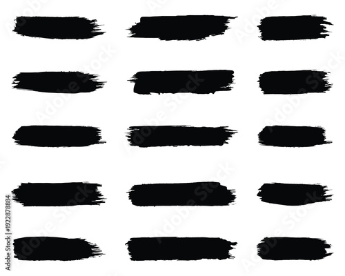 Ink Stroke Brushes, hand drawn black sticker, abstract freehand stroke	
