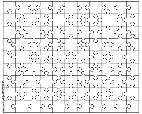 Illustration of big white puzzle, separate parts	
