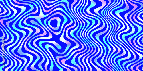 Abstract blue background featuring a seamless vector design with geometric waves and floral swirl patterns for an artistic wallpaper texture