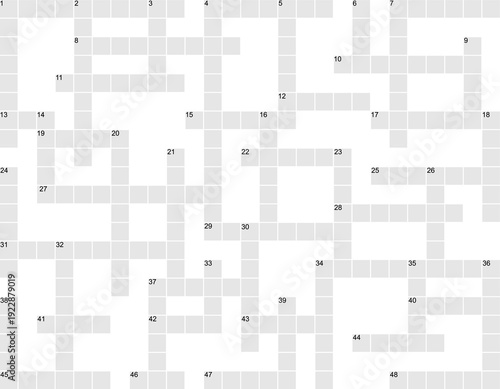 Square empty crossword puzzle, template for print and design