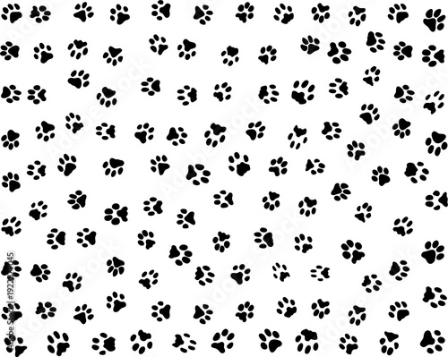 	
Black silhouettes of prints of dog paws, Seamless pattern	
