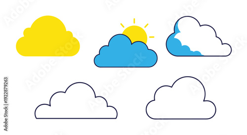 Sunny Cloud Line art colorful digital color vector