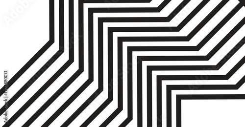 Abstract black and white geometric pattern with zigzag lines creating a dynamic optical illusion background